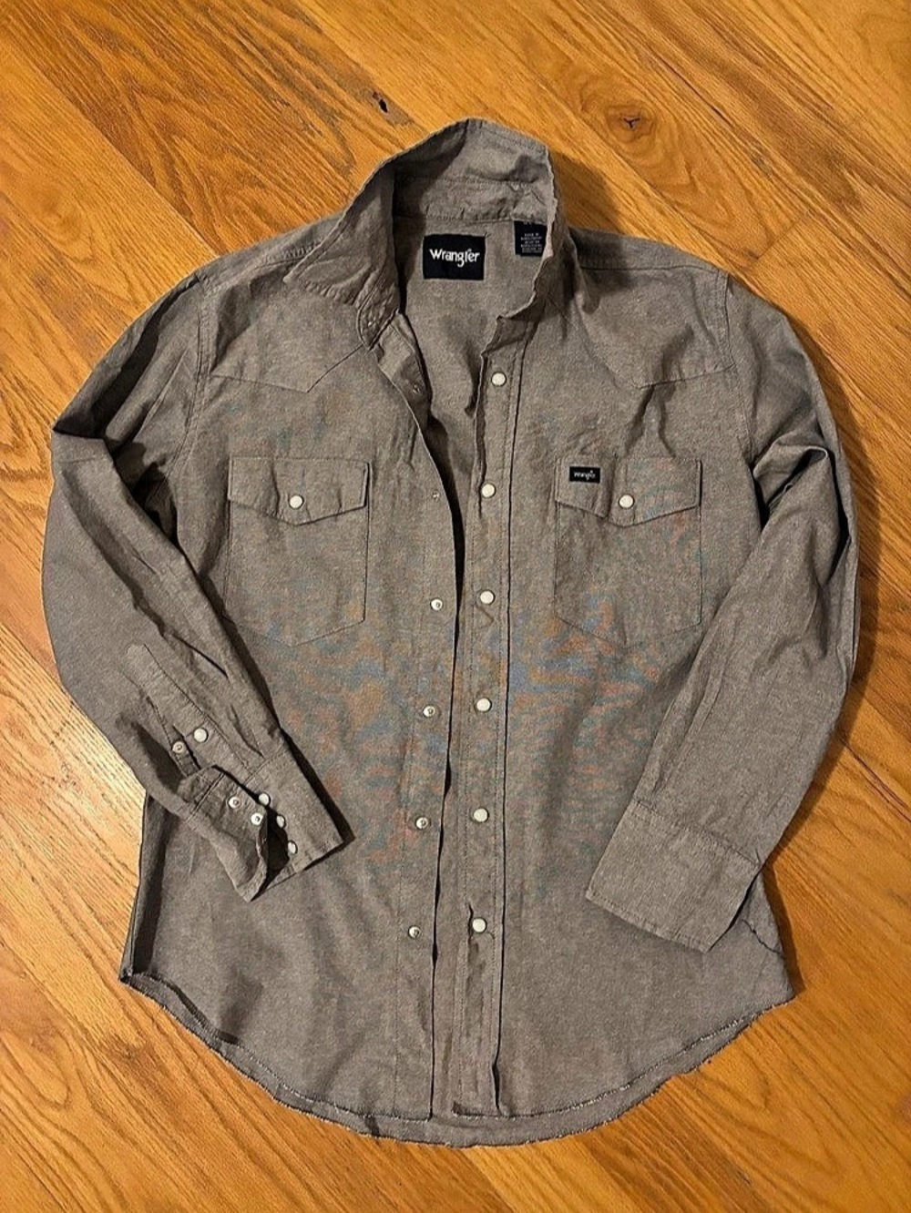 Wrangler Men's Long Sleeve Western Snap Work Shirt Gray Medium